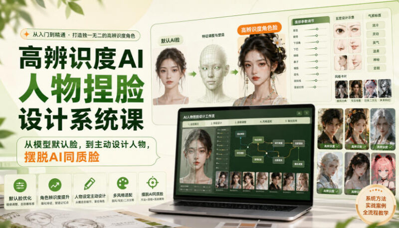 AI人物捏脸设计系统课 教你摆脱同质脸打造高辨识度专属角色