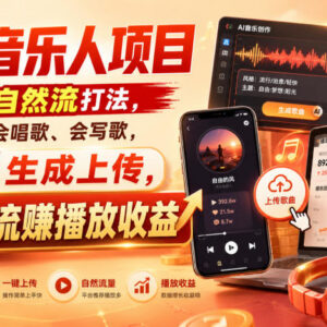 汽水音乐人零基础操作指南 用AI生成歌曲靠自然流赚播放收益-雨叶虚拟资源网