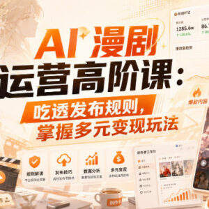 AI漫剧运营高阶课:吃透平台发布规则 掌握多元变现实操玩法-雨叶虚拟资源网