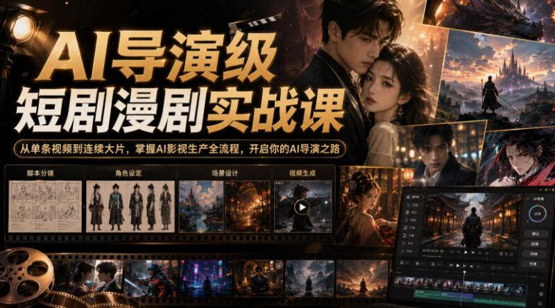 AI导演级短剧漫剧实战课 零基础掌握AI影视生产全流程方法