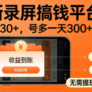 零成本手机录屏赚钱项目详解 无提现门槛多号日入可达300+-雨叶虚拟资源网