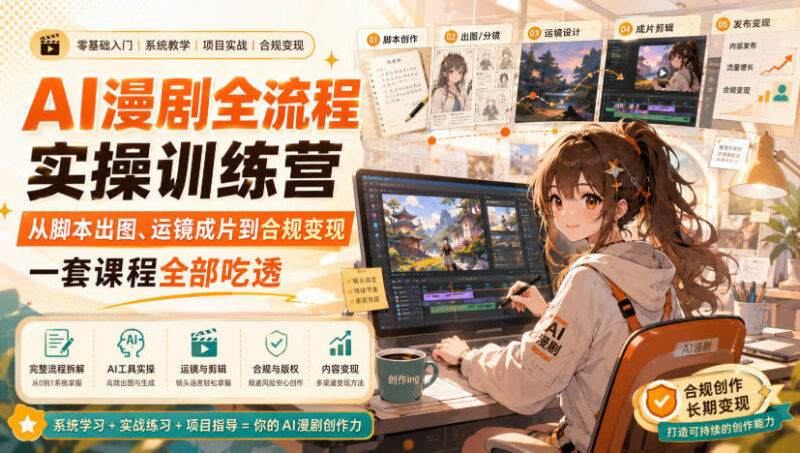 AI漫剧全流程实操训练营 从脚本创作到合规变现全链路教学