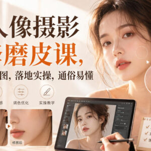 PS人像摄影精修磨皮实操课 零基础掌握自然高级修图技法-雨叶虚拟资源网
