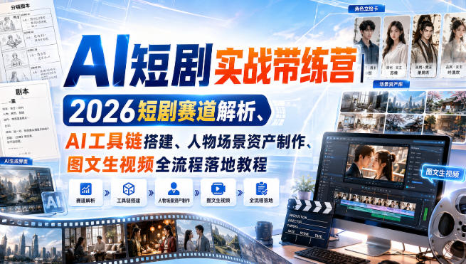 2026AI短剧创作实战教程 从工具搭建到成片落地全流程带练