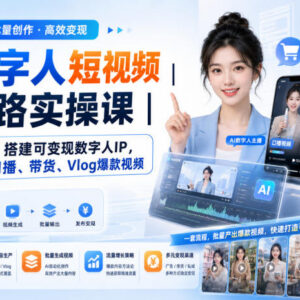 AI数字人短视频全链路实操课 从0到1搭建可变现数字人IP量产爆款视频-雨叶虚拟资源网