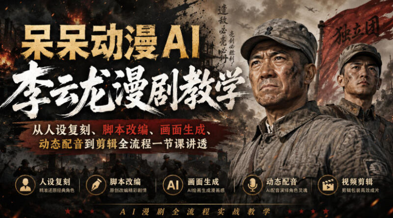 呆呆动漫AI李云龙漫剧全流程教学 零基础可快速产出爆款内容