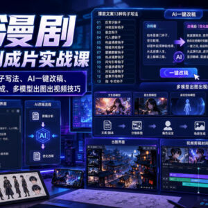 AI漫剧从文案到成片全流程教学 爆款钩子写法及AI生成实操技巧-雨叶虚拟资源网