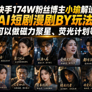 快手174万粉博主分享 AI短剧漫剧搬运玩法及变现渠道-雨叶虚拟资源网