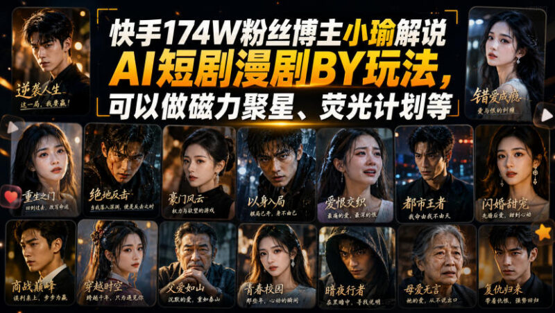 快手174万粉博主分享 AI短剧漫剧搬运玩法及变现渠道