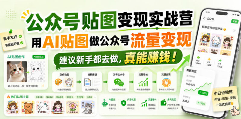 公众号AI贴图变现实战教程 0基础新手流量主运营实操全指南