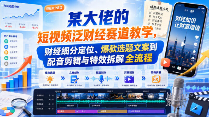 泛财经短视频创作系统教程 从定位选题到剪辑特效全流程拆解