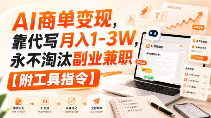 AI代写商单变现副业实操指南 新手入门方法附工具指令