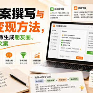 AI文案撰写与营销变现教程 用AI指令生成朋友圈社群发售高转化文案-雨叶虚拟资源网