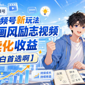视频号动漫画风励志视频新玩法 AI生成易上手适合小白拿持续收益-雨叶虚拟资源网