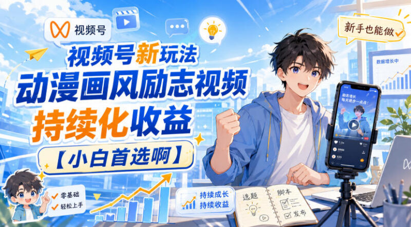 视频号动漫画风励志视频新玩法 AI生成易上手适合小白拿持续收益