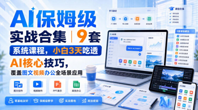 AI零基础保姆级实战课合集 覆盖图文视频办公全场景应用