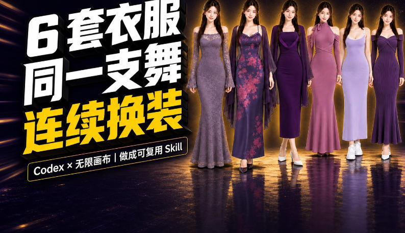 竖屏舞蹈换装视频制作教程 6套服装按序切换生成Skill详解