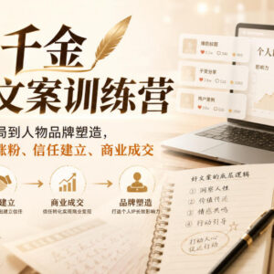 一字千金高阶文案训练营 从文案布局到IP塑造全链路涨粉变现教学-雨叶虚拟资源网