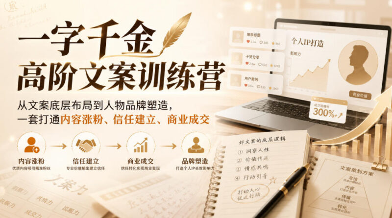 一字千金高阶文案训练营 从文案布局到IP塑造全链路涨粉变现教学