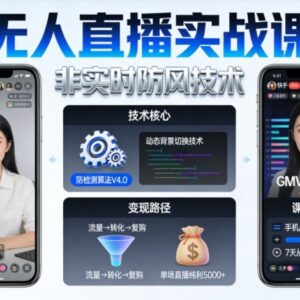 宝子哥无人直播实战课 抖音快手非实时防风带货变现教程-雨叶虚拟资源网