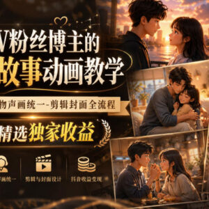 抖音10W粉博主亲授 AI情感故事动画全流程创作变现实操课-雨叶虚拟资源网
