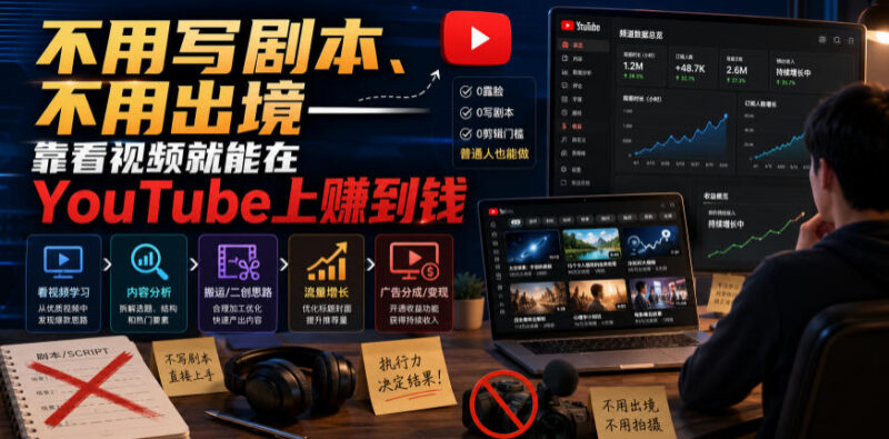 无需写剧本出镜 YouTube反应视频频道运营变现双语教程