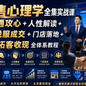 销售心理学全体系实战课 沟通攻心成交门店拓客实操教程-雨叶虚拟资源网