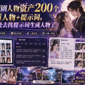 AI漫剧短剧创作200个古代言情人物资产及配套提示词汇总-雨叶虚拟资源网