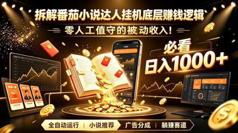 番茄小说挂机赚钱底层逻辑拆解 零人工被动收入项目实操指南