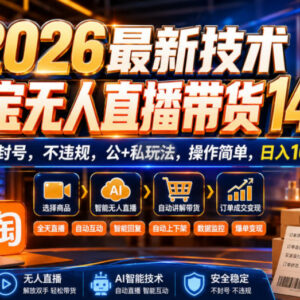 2026淘宝无人直播带货14.0玩法 合规低门槛实操全教程-雨叶虚拟资源网