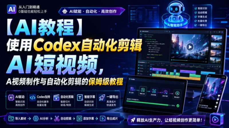 使用Codex完成AI短视频自动化剪辑 AI视频制作保姆级实操教程