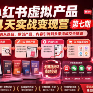 小红书虚拟产品14天实战营第七期 选品到成交全链路实操教程-雨叶虚拟资源网