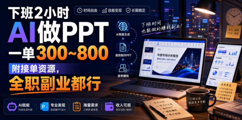 AI制作PPT副业接单全攻略 附接单渠道资源全职兼职均可