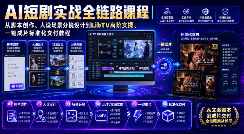 AI短剧全链路实战课程 从脚本分镜设计到LibTV实操成片交付教程