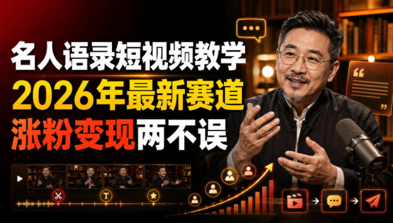 2026年名人语录短视频制作全流程教学 低门槛涨粉变现新赛道