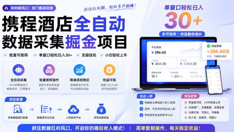 携程酒店挂机项目实操攻略 批量矩阵运营单机收益玩法解析