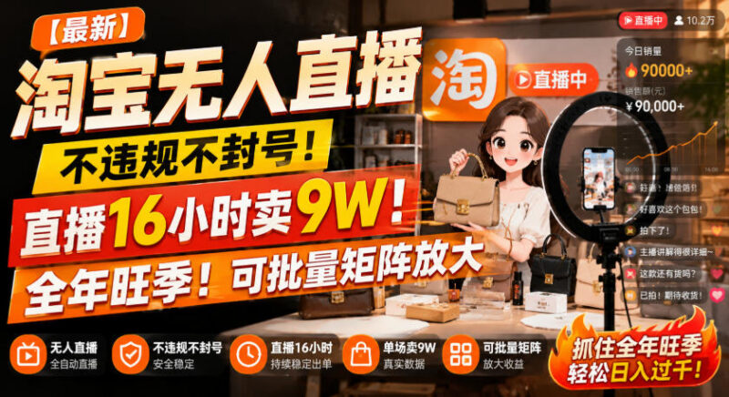 2025年淘宝合规无人直播实操玩法 低门槛可批量矩阵适合副业增收