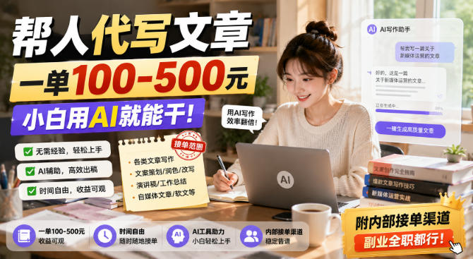 小白可做的AI辅助文章代写副业 附操作流程、接单渠道及收益参考