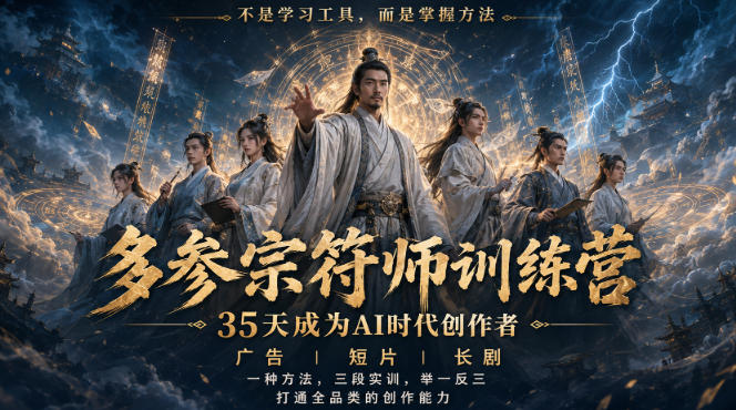 多参宗符师训练营介绍 35天掌握AI全品类视频创作能力