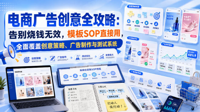 电商广告创意落地全攻略 覆盖策略制作测试及可复用模板SOP