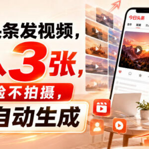 今日头条AI自动生成视频赚钱方法 不露脸不拍摄新手手机即可操作-雨叶虚拟资源网