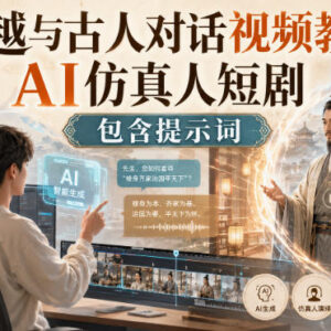AI仿真人穿越短剧制作教学 与古人对话视频教程含配套提示词-雨叶虚拟资源网