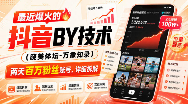 抖音爆火晓美体坛搬运技术拆解 2天涨粉百万账号实操教程